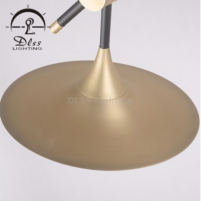 DLSS Lighting Modern Sputnik Chandelier Gold with Bulbs, Adjustable Rods Globe Pendant Lighting Fixture for Dining Room
