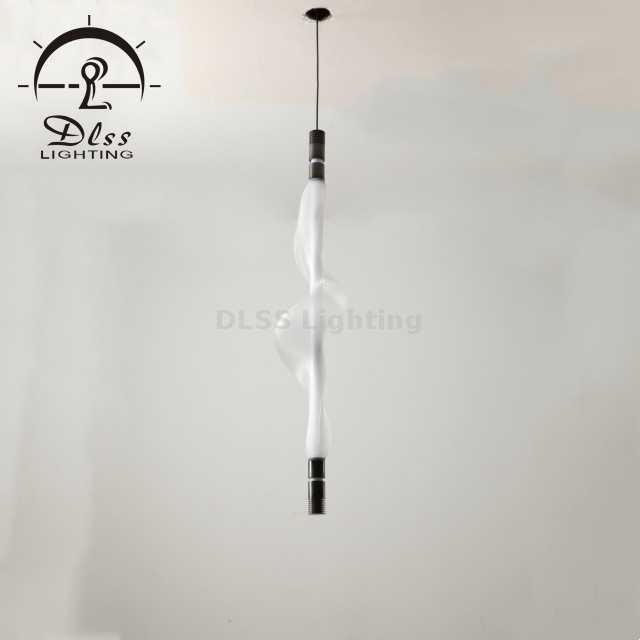 Nylon Shade Vertical Linear Acrylic Pendant Light LED Hanging Light Fixture 