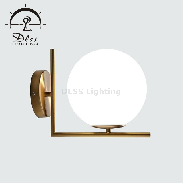 Modern Glass Wall Lamp Gold Wall Mounted Sconces,Mid-Century Bedroom Bedsides Wall Light Home Decoration 