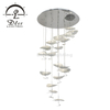 Modern Chandelier High Ceiling Chandelier Foyer Staircase Silver Leaves Ceiling Light Fixture Villa Spiral Pendant Light for Living Room Entryway Round