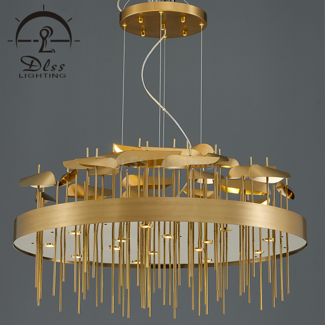 Modern Gold LED Chandelier Rectangular Pendant Light Contempoary Chanderlier 8109P/L
