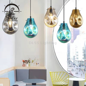 Creative Blue Glass Shade Pendant Light Nordic Style Indoor Hanging Ceiling Lights Suspension Lamp Lighting