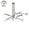 Sputnik Chandelier Black and Gold Light with Two Glass Shade 9389
