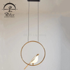 Art Deco 6 Birds LED Chandelier Rotable Shining Gold Birds on a Ring Dia650mm Chandelier
