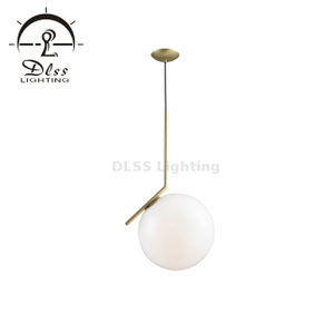 Gold Pendant Lamp, White Glass, E14 Lamp Holder, Suspended Lighting
