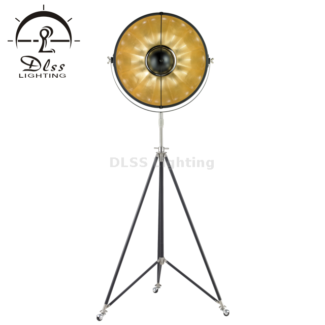 Fascino Industrial Modern Studio Tripod Floor Lamp Tall Standing Light with Dish Shade, Black/Silver