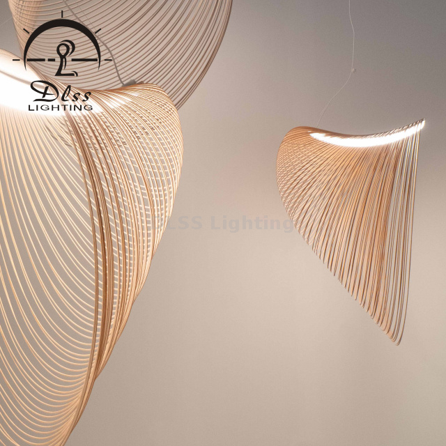 Art Pendant Lamp Laser Cut Wood Designer Pendant Lamp Flat Packed Pendant Lamp