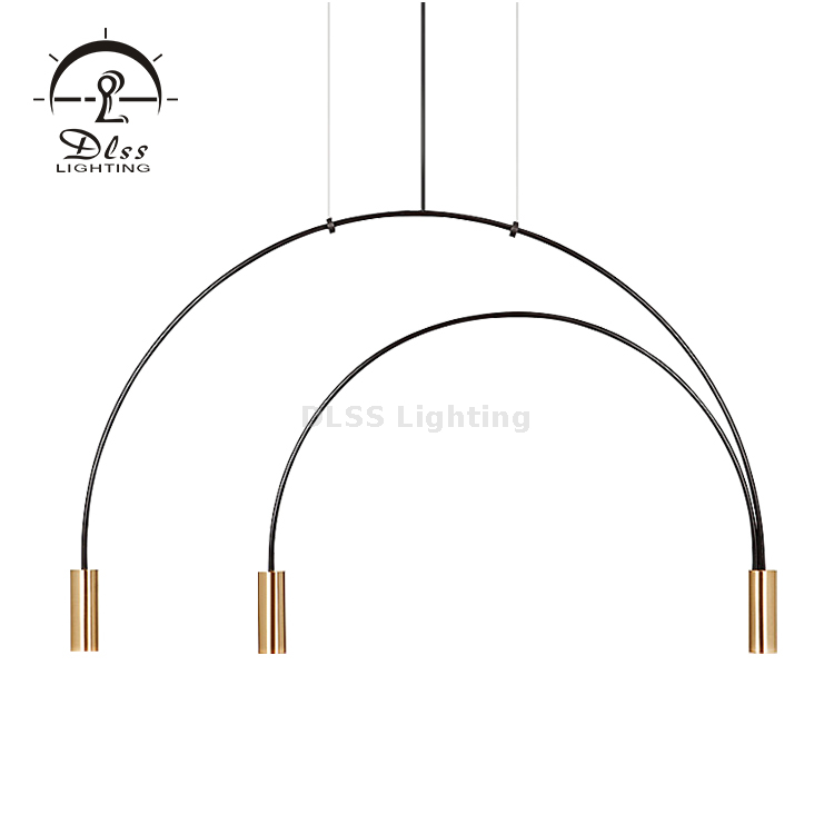 DLSS LUSTRE Modern Dome Black and Gold Metal GU10 included, 6 Lights Pendant Lamp