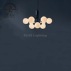 Farmhouse Pendant Lighting with White Glass Shade, Adjustable Cord Ceiling Light Fixture, 9 Globes Gold Flower Chandelier